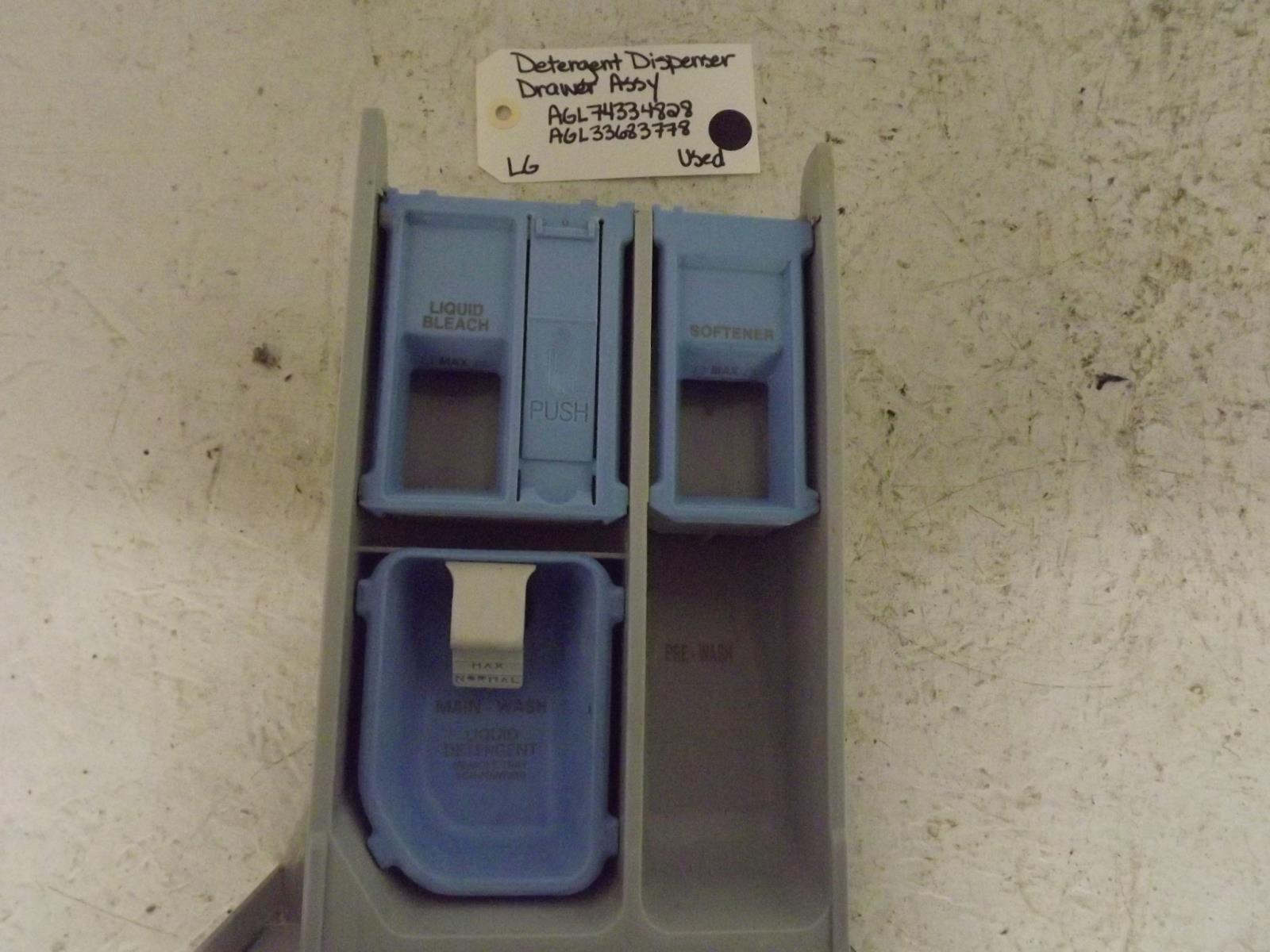 LG Washer AGL74334828 AGL33683778 Detergent Dispenser Drawer Assy Used LG Washer AGL74334828 AGL33683778 Detergent Dispenser Drawer Assy Used